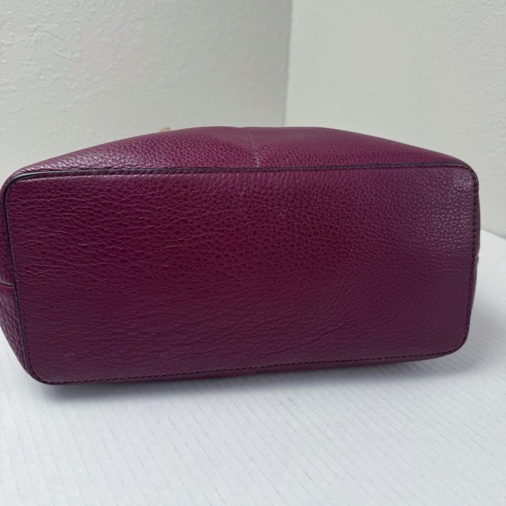 Michael Kors Bedford Pocket Tote Plum Pebble Leather Gold large Bag - Picture 6 of 12